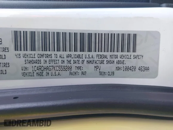 ✅ 2019 Dodge Durango SXT • VIN: 1C4RDHAG7KC559200 • Лот: 42020144. Опубліковано раніше на IAAI з пробігом 125 224 миль. Безкоштовний доступ до архіву аукціонних продажів зі США та докладний звіт про історію автомобіля на DreamBid. Зображення 9.