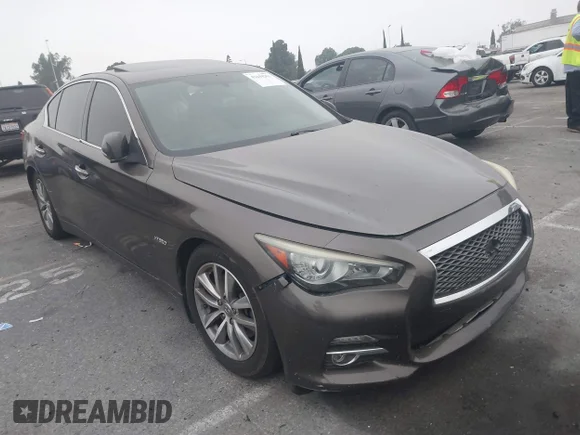 ✅ 2014 Infiniti Q50 Hybrid Premium • VIN: JN1AV7AP5EM691328 • Лот: 42444261. Опубліковано раніше на IAAI з пробігом 98 952 миль. Безкоштовний доступ до архіву аукціонних продажів зі США та докладний звіт про історію автомобіля на DreamBid. Зображення 1.