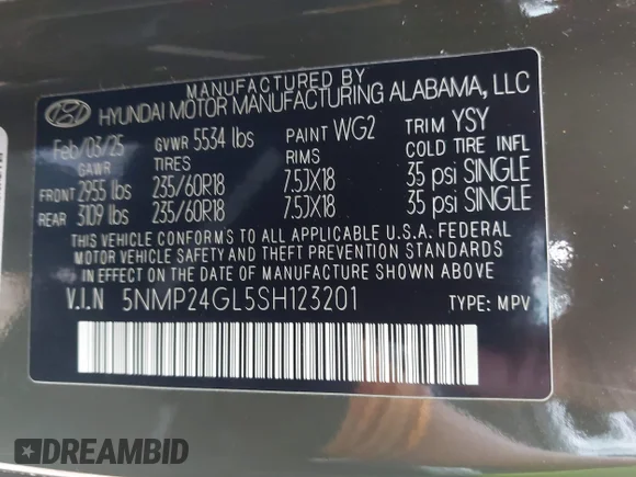 ✅ 2025 Hyundai Santa Fe SEL • VIN: 5NMP24GL5SH123201 • Lot: 44200612. Listed on IAAI with 21,745 mi. Free auction sales archive from the USA and detailed vehicle history report at DreamBid. Image 9.