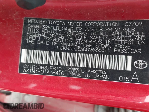 ✅ 2010 Toyota Prius II • VIN: JTDKN3DU5A0026863 • Lot: 45046923. Wystawiony na IAAI z przebiegiem 284 226 mil. Bezpłatny archiwum sprzedaży aukcyjnych z USA i szczegółowy raport historii pojazdu na DreamBid. Zdjęcie 9.