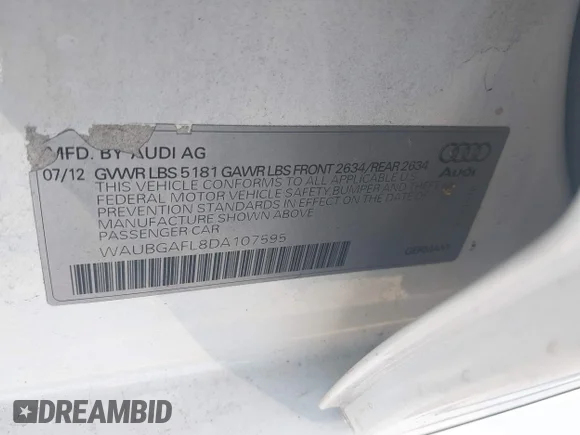 ✅ 2013 Audi S4 Premium Plus • VIN: WAUBGAFL8DA107595 • Лот: 42863302. Опубліковано раніше на IAAI з пробігом 89 362 миль. Безкоштовний доступ до архіву аукціонних продажів зі США та докладний звіт про історію автомобіля на DreamBid. Зображення 9.