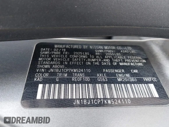 ✅ 2019 Nissan Rogue SV • VIN: JN1BJ1CP7KW524110 • Lot: 43618738. Wystawiony na IAAI z przebiegiem 68 707 mil. Bezpłatny archiwum sprzedaży aukcyjnych z USA i szczegółowy raport historii pojazdu na DreamBid. Zdjęcie 9.