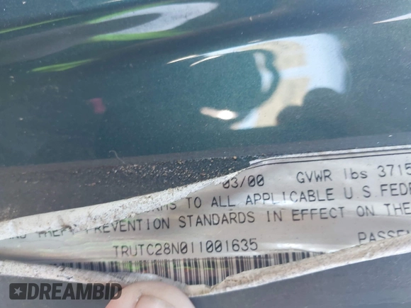 ✅ 2001 Audi TT • VIN: TRUTC28N011001635 • Lot: 44189722. Wystawiony na IAAI z przebiegiem 69 938 mil. Bezpłatny archiwum sprzedaży aukcyjnych z USA i szczegółowy raport historii pojazdu na DreamBid. Zdjęcie 9.