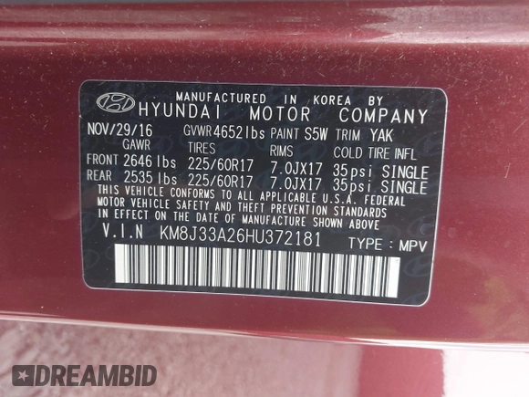 ✅ 2017 Hyundai Tucson Limited • VIN: KM8J33A26HU372181 • Lot: 45094077. Wystawiony na IAAI z przebiegiem 89 096 mil. Bezpłatny archiwum sprzedaży aukcyjnych z USA i szczegółowy raport historii pojazdu na DreamBid. Zdjęcie 9.