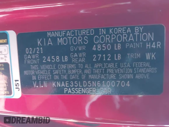 ✅ 2022 Kia Stinger GT-Line • VIN: KNAE35LD5N6100704 • Lot: 43799376. Wystawiony na IAAI z przebiegiem 37 972 mil. Bezpłatny archiwum sprzedaży aukcyjnych z USA i szczegółowy raport historii pojazdu na DreamBid. Zdjęcie 9.