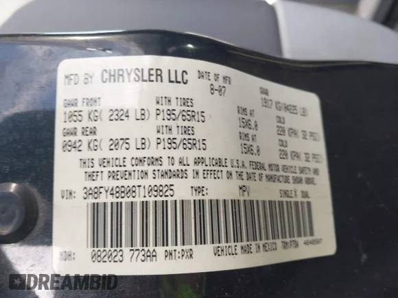✅ 2008 Chrysler PT Cruiser • VIN: 3A8FY48B08T109825 • Lot: 43608423. Wystawiony na IAAI z przebiegiem 117 225 mil. Bezpłatny archiwum sprzedaży aukcyjnych z USA i szczegółowy raport historii pojazdu na DreamBid. Zdjęcie 9.