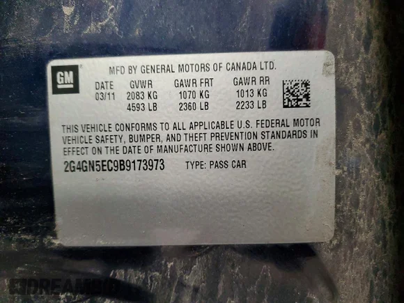 ✅ 2011 Buick Regal CXL RL1 • VIN: 2G4GN5EC9B9173973 • Лот: 57154606. Опубліковано раніше на Copart з пробігом 134 571 миль. Безкоштовний доступ до архіву аукціонних продажів зі США та докладний звіт про історію автомобіля на DreamBid. Зображення 13.