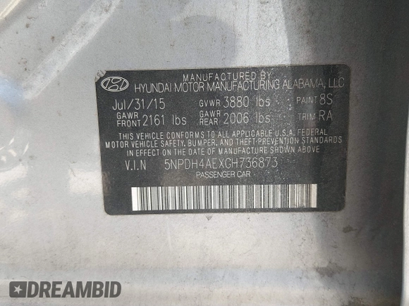 ✅ 2016 Hyundai Elantra SE • VIN: 5NPDH4AEXGH736873 • Lot: 44687279. Wystawiony na IAAI z przebiegiem 144 096 mil. Bezpłatny archiwum sprzedaży aukcyjnych z USA i szczegółowy raport historii pojazdu na DreamBid. Zdjęcie 9.