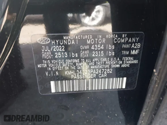 ✅ 2023 Hyundai Sonata Limited • VIN: KMHL34J23PA247282 • Лот: 44490390. Опубликован ранее на IAAI с пробегом 22 128 миль. Бесплатный доступ к архиву аукционных продаж из США и подробный отчёт об истории автомобиля на DreamBid. Изображение 9.