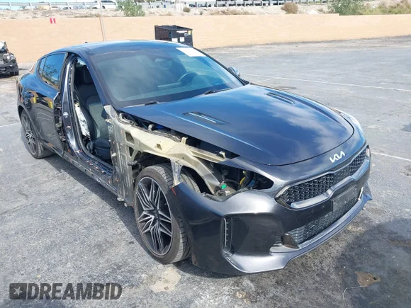 ✅ 2023 Kia Stinger GT2 • VIN: KNAE55LC6P6124823 • Lot: 44244304. Listed on IAAI with 30,052 mi. Free auction sales archive from the USA and detailed vehicle history report at DreamBid. Image 1.