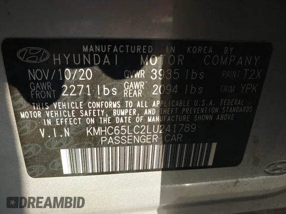 ✅ 2020 Hyundai Ioniq Blue • VIN: KMHC65LC2LU241789 • Lot: 43821350. Wystawiony na IAAI z przebiegiem 85 977 mil. Bezpłatny archiwum sprzedaży aukcyjnych z USA i szczegółowy raport historii pojazdu na DreamBid. Zdjęcie 9.