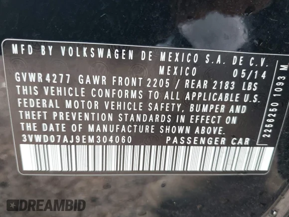 ✅ 2014 Volkswagen Jetta SE • VIN: 3VWD07AJ9EM304060 • Lot: 44393260. Wystawiony na IAAI z przebiegiem 119 008 mil. Bezpłatny archiwum sprzedaży aukcyjnych z USA i szczegółowy raport historii pojazdu na DreamBid. Zdjęcie 9.