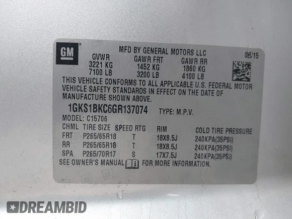 ✅ 2016 GMC Yukon SLT • VIN: 1GKS1BKC6GR137074 • Lot: 41449711. Wystawiony na IAAI z przebiegiem 171 118 mil. Bezpłatny archiwum sprzedaży aukcyjnych z USA i szczegółowy raport historii pojazdu na DreamBid. Zdjęcie 9.
