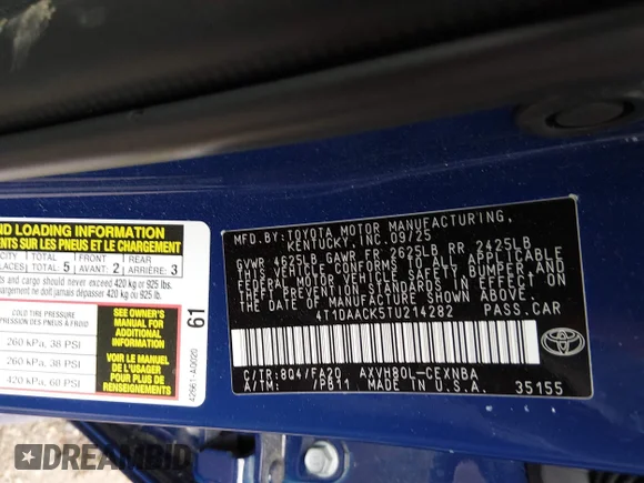 ✅ 2026 Toyota Camry XSE • VIN: 4T1DAACK5TU214282 • Lot: 45060364. Wystawiony na IAAI z przebiegiem 30 827 mil. Bezpłatny archiwum sprzedaży aukcyjnych z USA i szczegółowy raport historii pojazdu na DreamBid. Zdjęcie 9.