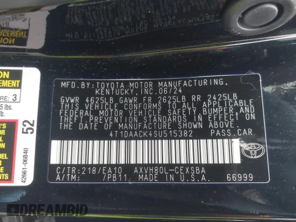 ✅ 2025 Toyota Camry SE • VIN: 4T1DAACK4SU515382 • Lot: 41366597. Wystawiony na IAAI z przebiegiem 16 867 mil. Bezpłatny archiwum sprzedaży aukcyjnych z USA i szczegółowy raport historii pojazdu na DreamBid. Zdjęcie 9.