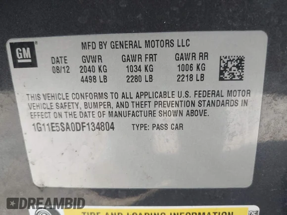 ✅ 2013 Chevrolet Malibu LT • VIN: 1G11E5SA0DF134804 • Lot: 44396250. Wystawiony na IAAI z przebiegiem 158 880 mil. Bezpłatny archiwum sprzedaży aukcyjnych z USA i szczegółowy raport historii pojazdu na DreamBid. Zdjęcie 9.