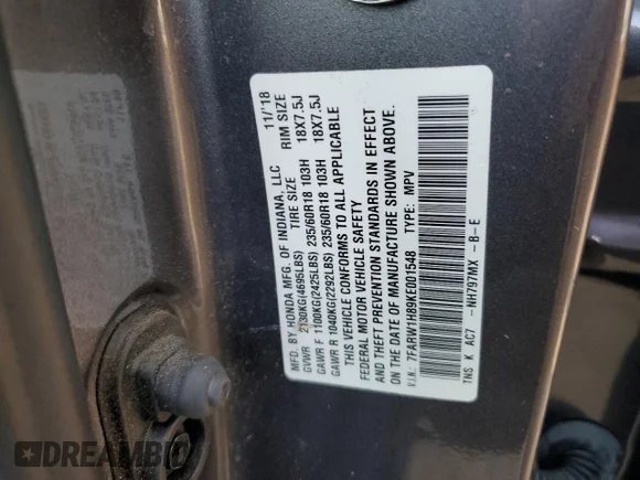 ✅ 2019 Honda CR-V EX-L • VIN: 7FARW1H89KE001548 • Lot: 39828373. Wystawiony na Copart z przebiegiem 27 762 mil. Bezpłatny archiwum sprzedaży aukcyjnych z USA i szczegółowy raport historii pojazdu na DreamBid. Zdjęcie 13.