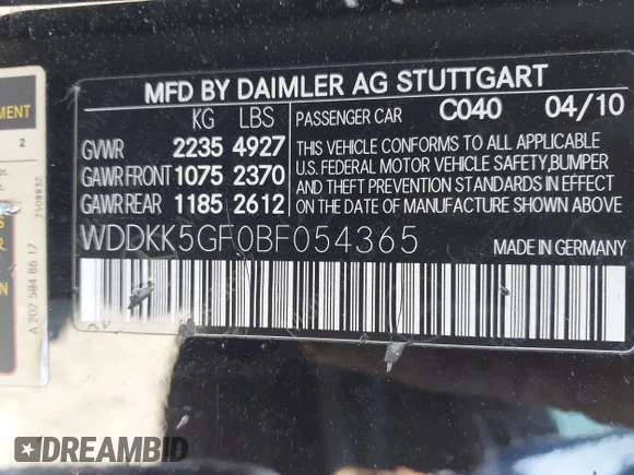 ✅ 2011 Mercedes-Benz E 350 • VIN: WDDKK5GF0BF054365 • Лот: 44796616. Опубліковано раніше на IAAI з пробігом 190 439 миль. Безкоштовний доступ до архіву аукціонних продажів зі США та докладний звіт про історію автомобіля на DreamBid. Зображення 9.