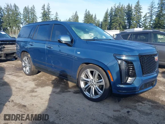 ✅ 2025 Cadillac Escalade 4WD Sport Platinum • VIN: 1GYS9GRL1SR329853 • Lot: 44331573. Listed on IAAI with 3,649 mi. Free auction sales archive from the USA and detailed vehicle history report at DreamBid. Image 1.