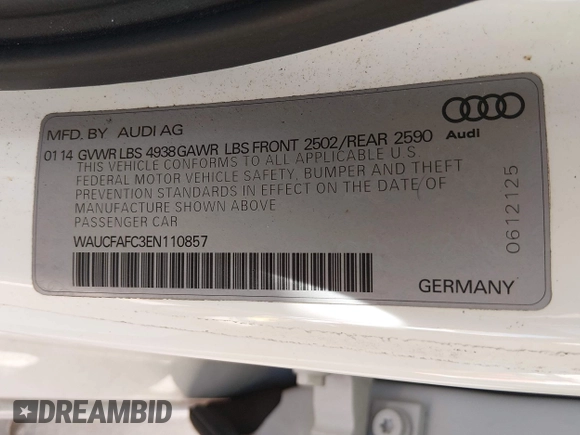 ✅ 2014 Audi A6 Premium • VIN: WAUCFAFC3EN110857 • Lot: 44198735. Wystawiony na IAAI z przebiegiem 136 402 mil. Bezpłatny archiwum sprzedaży aukcyjnych z USA i szczegółowy raport historii pojazdu na DreamBid. Zdjęcie 9.