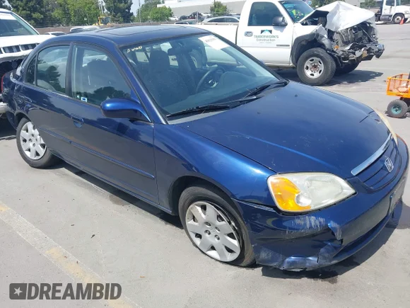✅ 2002 Honda Civic EX • VIN: JHMES26742S003893 • Lot: 45025901. Listed on IAAI with 163,110 mi. Free auction sales archive from the USA and detailed vehicle history report at DreamBid. Image 1.