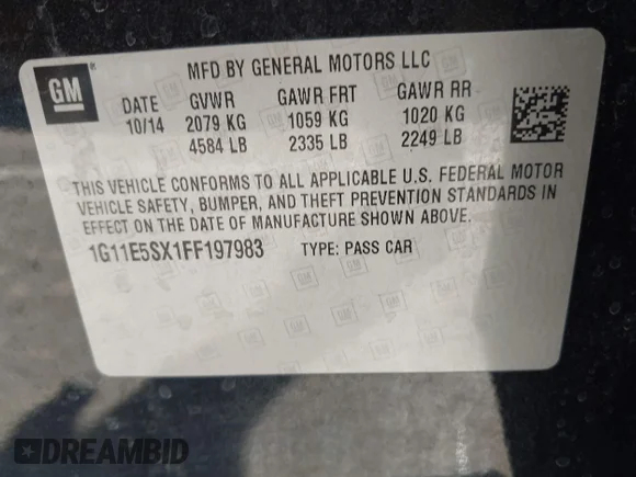 ✅ 2015 Chevrolet Malibu LT • VIN: 1G11E5SX1FF197983 • Lot: 44636376. Wystawiony na IAAI z przebiegiem 149 003 mil. Bezpłatny archiwum sprzedaży aukcyjnych z USA i szczegółowy raport historii pojazdu na DreamBid. Zdjęcie 9.