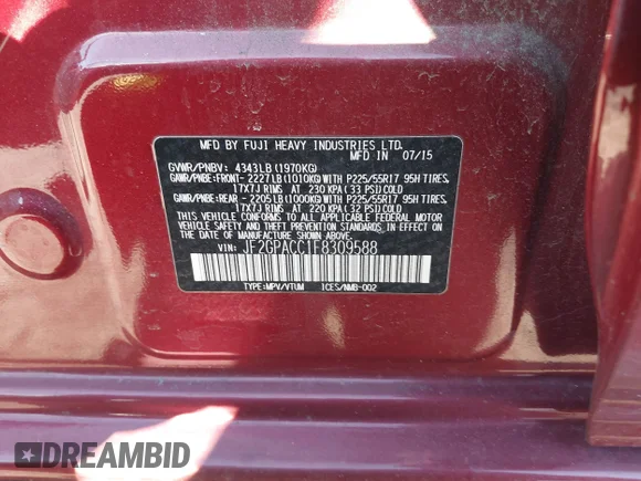 ✅ 2015 Subaru Crosstrek Premium • VIN: JF2GPACC1F8309588 • Lot: 44285468. Listed on IAAI with 61,888 mi. Free auction sales archive from the USA and detailed vehicle history report at DreamBid. Image 9.