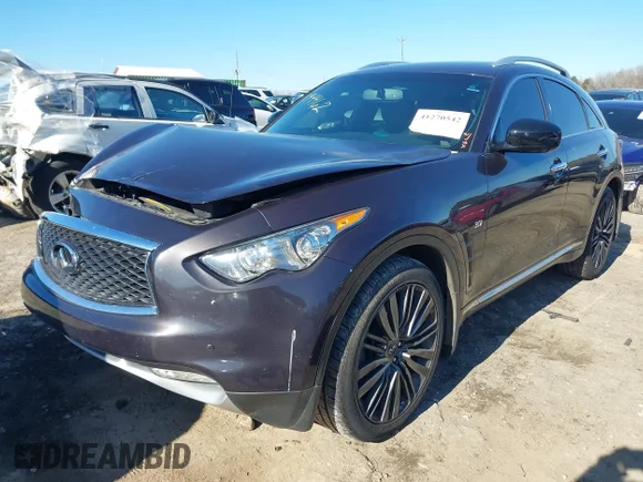 ✅ 2017 Infiniti QX70 • VIN: JN8CS1MU9HM140437 • Lot: 41270542. Wystawiony na IAAI z przebiegiem 72 312 mil. Bezpłatny archiwum sprzedaży aukcyjnych z USA i szczegółowy raport historii pojazdu na DreamBid. Zdjęcie 2.