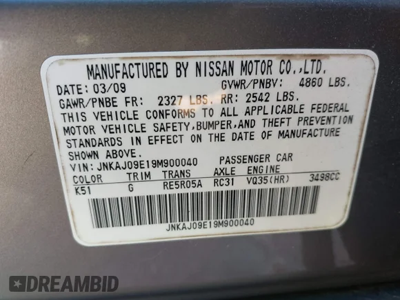 ✅ 2009 Infiniti EX Journey • VIN: JNKAJ09E19M900040 • Лот: 43016998. Опубліковано раніше на IAAI з пробігом 139 024 миль. Безкоштовний доступ до архіву аукціонних продажів зі США та докладний звіт про історію автомобіля на DreamBid. Зображення 9.