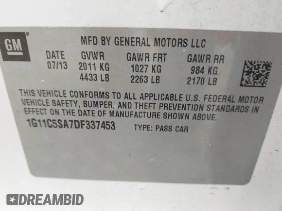 ✅ 2013 Chevrolet Malibu LT • VIN: 1G11C5SA7DF337453 • Лот: 44200740. Опубликован ранее на IAAI с пробегом 139 209 миль. Бесплатный доступ к архиву аукционных продаж из США и подробный отчёт об истории автомобиля на DreamBid. Изображение 9.