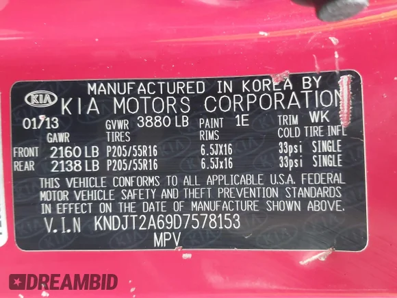 ✅ 2013 Kia Soul + • VIN: KNDJT2A69D7578153 • Лот: 44437352. Опубликован ранее на IAAI с пробегом 219 205 миль. Бесплатный доступ к архиву аукционных продаж из США и подробный отчёт об истории автомобиля на DreamBid. Изображение 9.