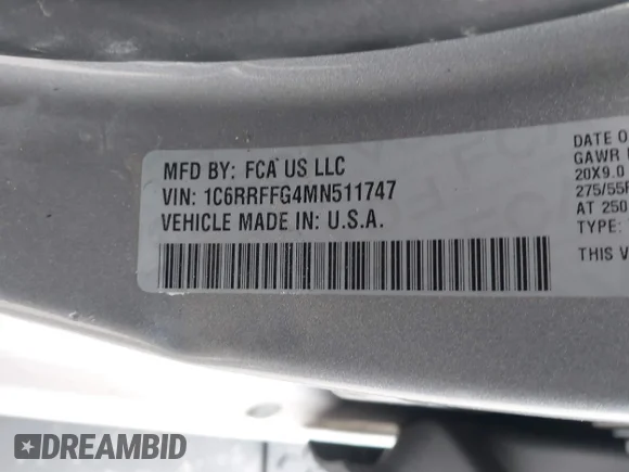 ✅ 2021 Ram 1500 Big Horn • VIN: 1C6RRFFG4MN511747 • Lot: 44048632. Listed on IAAI with Not provided. Free auction sales archive from the USA and detailed vehicle history report at DreamBid. Image 9.