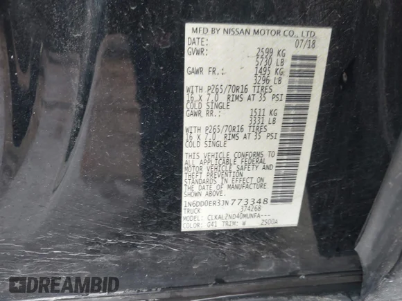 ✅ 2018 Nissan Frontier Desert Runner • VIN: 1N6DD0ER3JN773348 • Lot: 44207740. Wystawiony na IAAI z przebiegiem 60 909 mil. Bezpłatny archiwum sprzedaży aukcyjnych z USA i szczegółowy raport historii pojazdu na DreamBid. Zdjęcie 9.