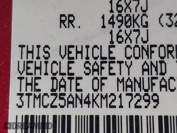 ✅ 2019 Toyota Tacoma TRD Off Road • VIN: 3TMCZ5AN4KM217299 • Lot: 44608768. Wystawiony na IAAI z przebiegiem 101 554 mil. Bezpłatny archiwum sprzedaży aukcyjnych z USA i szczegółowy raport historii pojazdu na DreamBid. Zdjęcie 9.