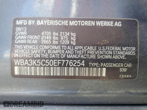 ✅ 2014 BMW 3 Series 328d xDrive • VIN: WBA3K5C50EF776254 • Lot: 46912026. Wystawiony na Copart z przebiegiem 106 620 mil. Bezpłatny archiwum sprzedaży aukcyjnych z USA i szczegółowy raport historii pojazdu na DreamBid. Zdjęcie 12.