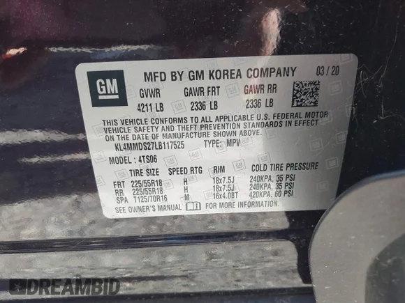 ✅ 2020 Buick Encore GX Select • VIN: KL4MMDS27LB117525 • Лот: 41091491. Опубліковано раніше на IAAI з пробігом Не вказано. Безкоштовний доступ до архіву аукціонних продажів зі США та докладний звіт про історію автомобіля на DreamBid. Зображення 9.