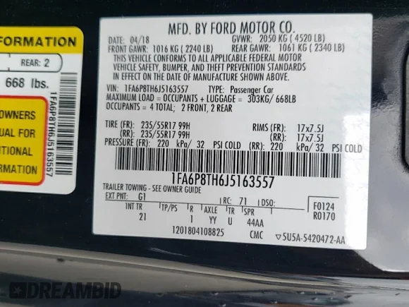 ✅ 2018 Ford Mustang EcoBoost • VIN: 1FA6P8TH6J5163557 • Lot: 45224753. Wystawiony na Copart z przebiegiem 50 533 mil. Bezpłatny archiwum sprzedaży aukcyjnych z USA i szczegółowy raport historii pojazdu na DreamBid. Zdjęcie 14.