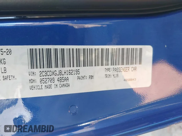 ✅ 2020 Dodge Charger Scat Pack Widebody • VIN: 2C3CDXGJ8LH162195 • Lot: 43618117. Listed on IAAI with 78,484 mi. Free auction sales archive from the USA and detailed vehicle history report at DreamBid. Image 9.