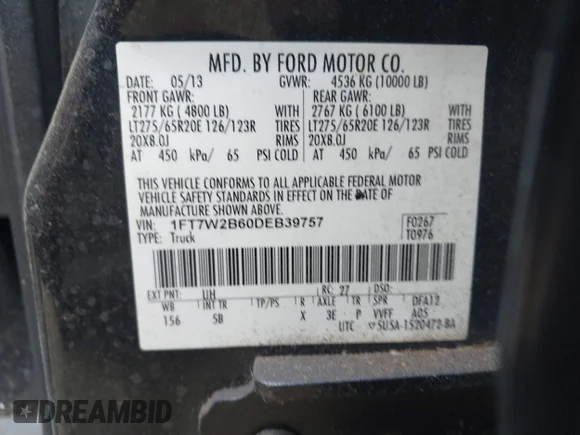 ✅ 2013 Ford F-250 XL • VIN: 1FT7W2B60DEB39757 • Lot: 42876762. Wystawiony na IAAI z przebiegiem 299 011 mil. Bezpłatny archiwum sprzedaży aukcyjnych z USA i szczegółowy raport historii pojazdu na DreamBid. Zdjęcie 9.