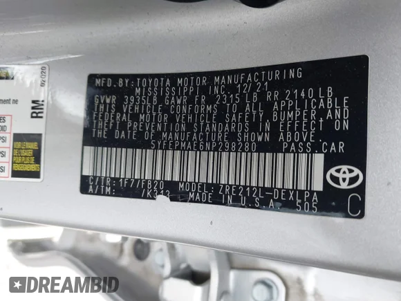 ✅ 2022 Toyota Corolla LE • VIN: 5YFEPMAE6NP298280 • Лот: 44498975. Опубликован ранее на IAAI с пробегом 86 513 миль. Бесплатный доступ к архиву аукционных продаж из США и подробный отчёт об истории автомобиля на DreamBid. Изображение 9.