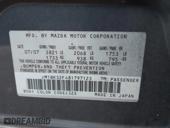 ✅ 2008 Mazda 3 i Touring Value • VIN: JM1BK32F481797123 • Lot: 44531443. Wystawiony na IAAI z przebiegiem 150 052 mil. Bezpłatny archiwum sprzedaży aukcyjnych z USA i szczegółowy raport historii pojazdu na DreamBid. Zdjęcie 9.