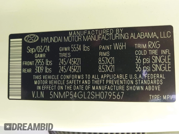 ✅ 2025 Hyundai Santa Fe Calligraphy • VIN: 5NMP54GL2SH079567 • Lot: 43739202. Wystawiony na IAAI z przebiegiem 10 984 mil. Bezpłatny archiwum sprzedaży aukcyjnych z USA i szczegółowy raport historii pojazdu na DreamBid. Zdjęcie 9.