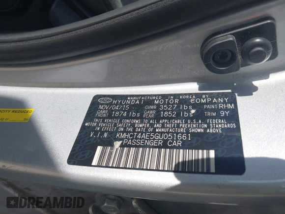✅ 2016 Hyundai Accent SE • VIN: KMHCT4AE5GU051661 • Lot: 42458036. Wystawiony na IAAI z przebiegiem 119 350 mil. Bezpłatny archiwum sprzedaży aukcyjnych z USA i szczegółowy raport historii pojazdu na DreamBid. Zdjęcie 9.