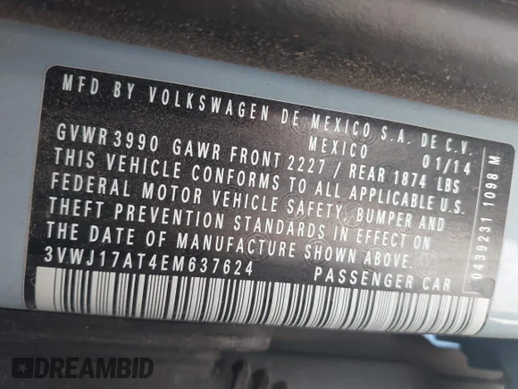 ✅ 2014 Volkswagen Beetle 1.8T • VIN: 3VWJ17AT4EM637624 • Lot: 43229460. Wystawiony na IAAI z przebiegiem Nie podano. Bezpłatny archiwum sprzedaży aukcyjnych z USA i szczegółowy raport historii pojazdu na DreamBid. Zdjęcie 9.