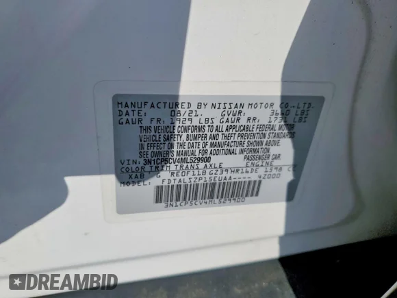 ✅ 2021 Nissan Kicks SV • VIN: 3N1CP5CV4ML529900 • Лот: 50108696. Опубликован ранее на Copart с пробегом 74 623 миль. Бесплатный доступ к архиву аукционных продаж из США и подробный отчёт об истории автомобиля на DreamBid. Изображение 12.
