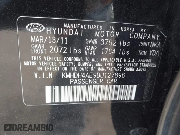 ✅ 2011 Hyundai Elantra Limited • VIN: KMHDH4AE9BU127896 • Lot: 45327717. Wystawiony na IAAI z przebiegiem 274 344 mil. Bezpłatny archiwum sprzedaży aukcyjnych z USA i szczegółowy raport historii pojazdu na DreamBid. Zdjęcie 9.
