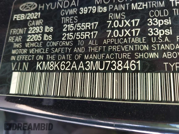 ✅ 2021 Hyundai Kona SEL Plus • VIN: KM8K62AA3MU738461 • Lot: 43860529. Wystawiony na IAAI z przebiegiem 101 584 mil. Bezpłatny archiwum sprzedaży aukcyjnych z USA i szczegółowy raport historii pojazdu na DreamBid. Zdjęcie 9.