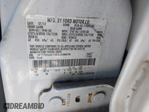 ✅ 2014 Ford F-250 XLT • VIN: 1FT7W2BT5EEA06676 • Lot: 44250808. Listed on IAAI with 157,862 mi. Free auction sales archive from the USA and detailed vehicle history report at DreamBid. Image 9.
