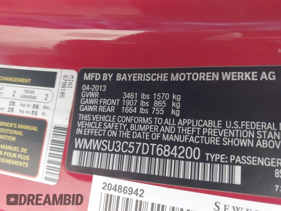 ✅ 2013 MINI Hardtop • VIN: WMWSU3C57DT684200 • Lot: 43809698. Wystawiony na IAAI z przebiegiem 73 737 mil. Bezpłatny archiwum sprzedaży aukcyjnych z USA i szczegółowy raport historii pojazdu na DreamBid. Zdjęcie 9.