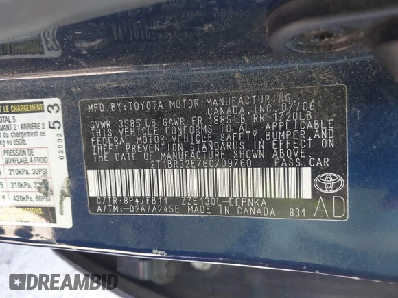 ✅ 2006 Toyota Corolla S • VIN: 2T1BR32E76C709760 • Лот: 44956330. Опубліковано раніше на IAAI з пробігом 219 668 миль. Безкоштовний доступ до архіву аукціонних продажів зі США та докладний звіт про історію автомобіля на DreamBid. Зображення 9.